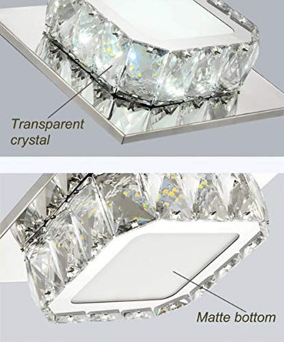 LED Plafonnier Cristal, Lampe de Plafond Cristal, Lustre en Cristal 12W pour couloir, chambre à coucher, cuisine, chambre d'enfant 6000K (Wihte Froid ) (Couche unique)