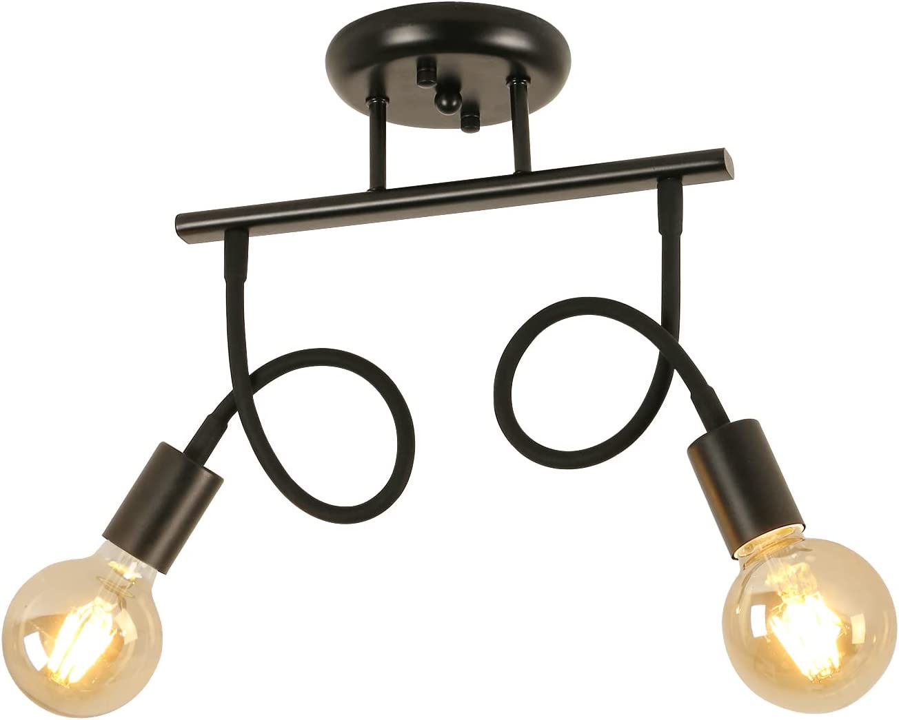 Lustres Vintage, Suspension Luminaire Déformable , Plafonnier Industriel Noir