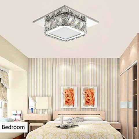 LED Plafonnier Cristal, Lampe de Plafond Cristal, Lustre en Cristal 12W pour couloir, chambre à coucher, cuisine, chambre d'enfant 6000K (Wihte Froid ) (Couche unique)