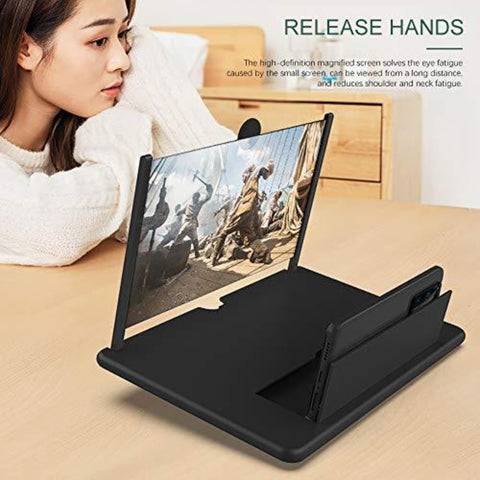 Amplificateur d'écran de Téléphone Portable, Loupe d'écran Retirable 3D haute définition avec support pliable pour jeu vidéo