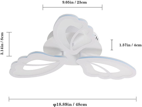 Plafonnier LED 42W 3480 Lumen, Lampe de Plafond Moderne Blanc, Luminaire Plafonnier Acrylique 6000K, 3 ailes doivent être assemblées, pour Salons, Chambres