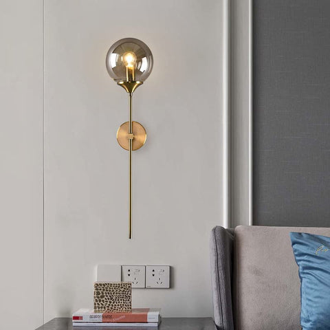 Nordique moderne verre applique E14 or LED fond applique murale pour cuisine salle de bain luminaire intérieur décor à la maison (gris fumé)