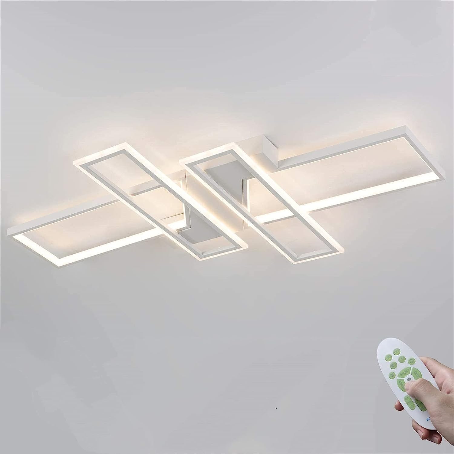 Plafonnier Led Dimmable Moderne Rectangle Lampe de Plafond Dimmable 3000K-6000K