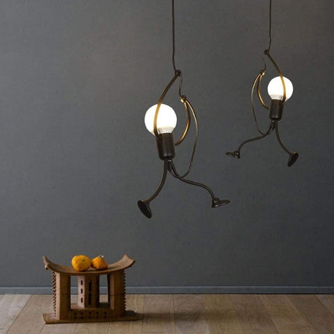 Lustres pour chambres d'enfants, suspensions modernes en fer pour la décoration de la maison, le salon, le restaurant de la chambre, E27 [Classe d'efficacité énergétique A+] Nero - 3 Pezzo