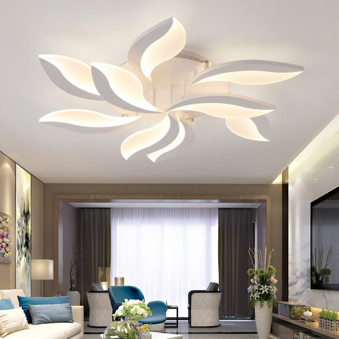 Plafonnier LED à Intensité Variable Avec Télécommande, Lampe de Plafond Créatif en Forme de Pétale 68W, Éclairage de Plafond Moderne en Acrylique pour Salon, Bureau, Chambre à Coucher