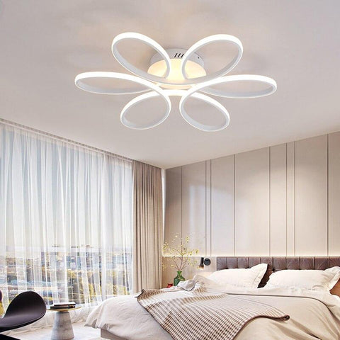 Plafonnier LED Design moderne Forme de fleur créative Lampe de Plafond Pour salon chambre à coucher salle à manger bureau Lumière Blanche Chaude 3000K