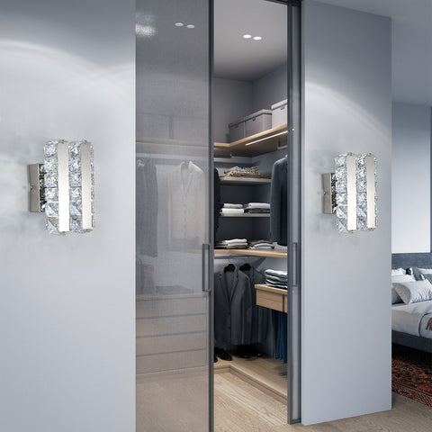 Applique murale LED en verre K9 16 W moderne pour salon, salle de bain, chambre à coucher, lumière froide 5 500 K