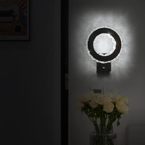 Applique Murale LED Intérieure, Lampe Murale en Cristal, 9W Lumière Blanche Froide 6000K Design Moderne Décoration Luminaire Mural pour Salon Chambre Couloir Salle de Bain 24x20x10CM