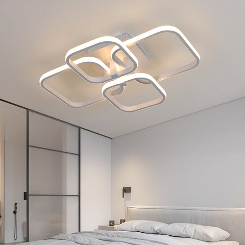 Plafonnier LED, Lampe de Plafond de Salon Moderne, Tricolore-Lumière  3000K, Luminaire Plafonnie Blanc Carré Simple pour Salle de Bureau de Chambre À Coucher, 58X46CM