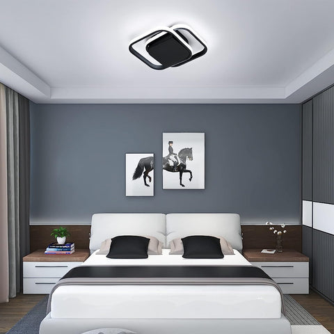 Plafonnier LED moderne Blanc Froid 6000K Carré Lampe de Plafond Pour salon chambre à coucher salle à manger bureau Noir