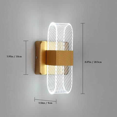 Applique Murale Interieur LED Dimmable 10W, Lampe Murale Moderne Design Acrylique Romantique Créative, 3000K-6000K Lumière Lampe de Chevet pour Chambre à Coucher, Salon, Couloir (Or)