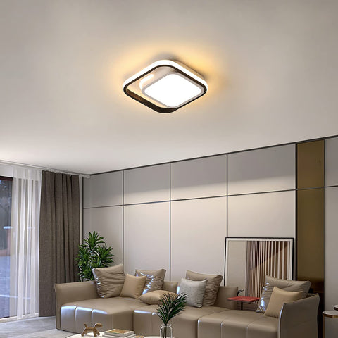 Plafonnier LED Carré, Plafonnier Moderne Blanc 29W, Plafonnier en Métal Acrylique 3000k Adapté à La Aalle de Bain, Cuisine, Salon, Chambre à Coucher