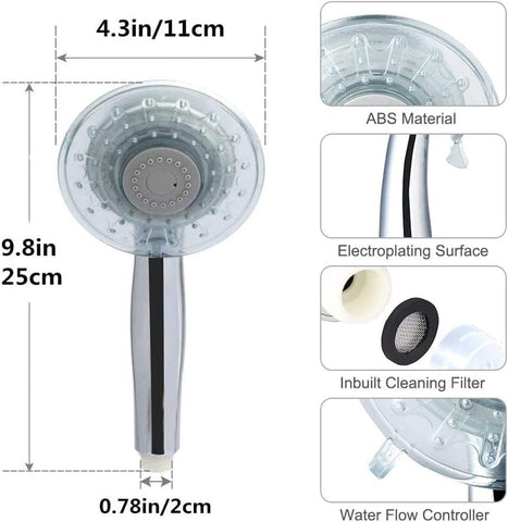 Pommeau de Douche LED, Pomme de Douche Haute Pression avec 7 Lumières LED de Couleur 2 Types de Modes de Pluie éConomisent 40% d'Eau