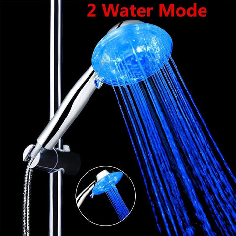 Pommeau de Douche LED, Pomme de Douche Haute Pression avec 7 Lumières LED de Couleur 2 Types de Modes de Pluie éConomisent 40% d'Eau