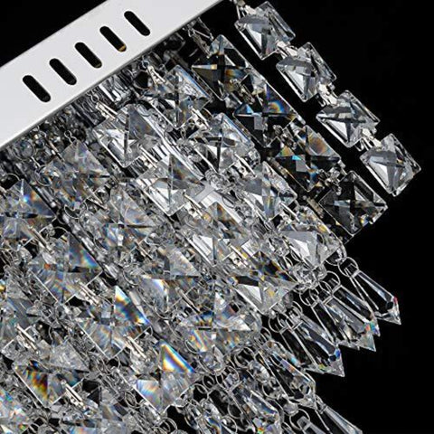 Plafonnier en Cristal, Lumières de Lustre en Cristal, 5 lumières Plafonnier Chrome De Rectangle pour Lustre, Salle à manger, Chambre à Coucher, Salon, Bureau Taille: L45cm W25cm H28cm