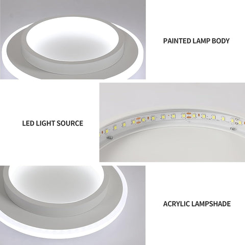 Plafonnier LED 21W Design moderne Rond Lampe de Plafond Blanc Froid 6000K Pour salon chambre à coucher salle à manger bureau Blanc