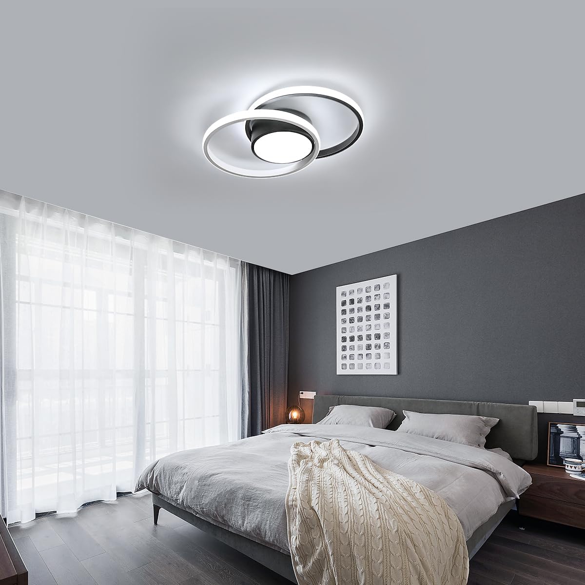 Plafonnier LED, Luminaire Plafonnier Chambre, 42W 4000lm, Rond Lampe de plafond Moderne