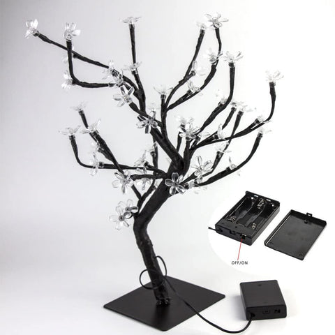 LED Lampe de Cerisier, 0.45M 48LED, Arbre Lumineux LED, Branches Noires, pour la décoration de Maison (Blanc)