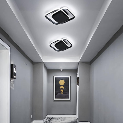 Plafonnier LED moderne Blanc Froid 6000K Carré Lampe de Plafond Pour salon chambre à coucher salle à manger bureau Noir