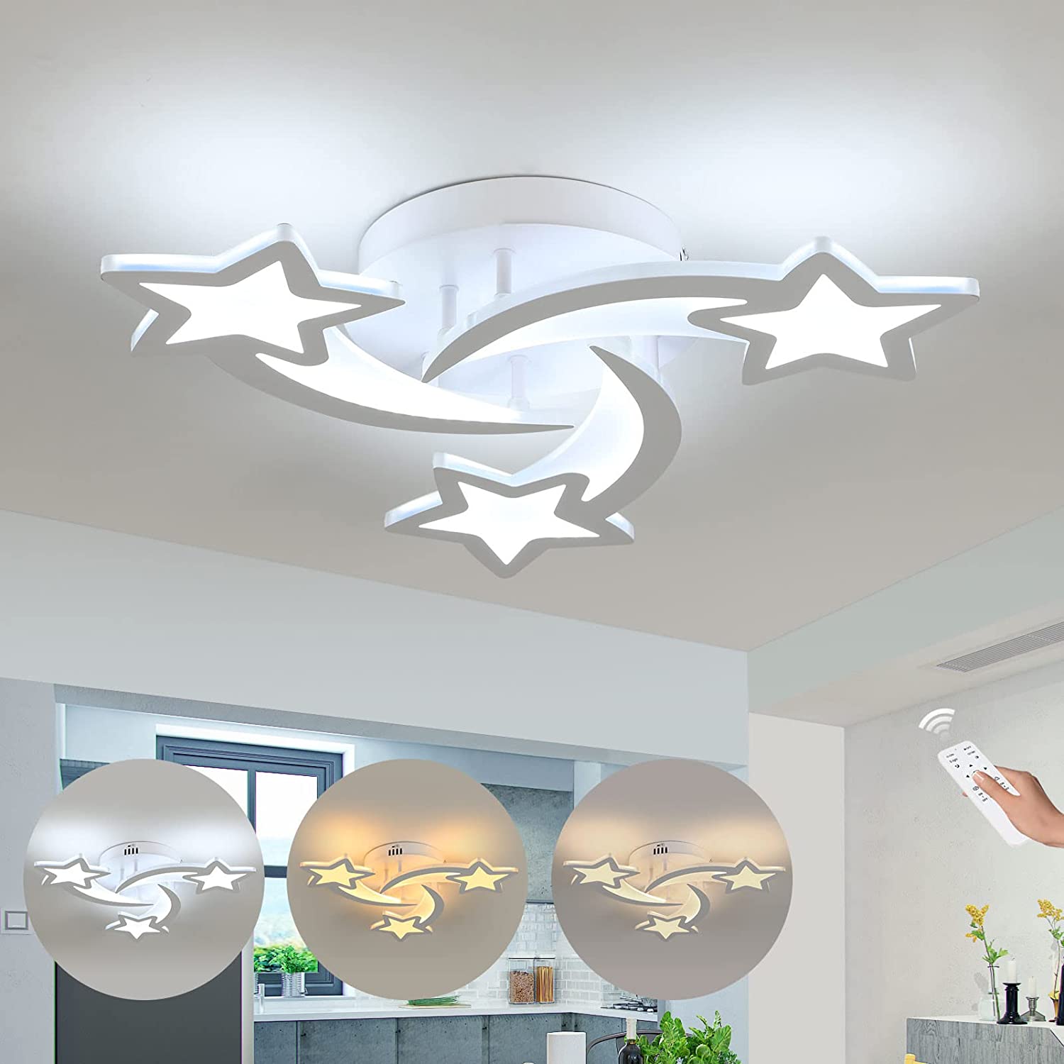 Plafonnier LED 30W, Lampe de plafond en forme Star moderne