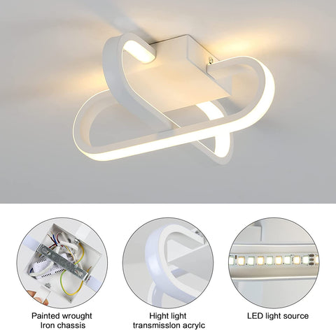Plafonnier LED Dimmable,18W Personnalité LED Lampe Plafonnier led 3 températures de Couleur Lampe de Plafond 3000K/6000K/4000K, Luminaire Plafonnier LED pour Salon, Chambre, Cuisine, Couloir, Entrées