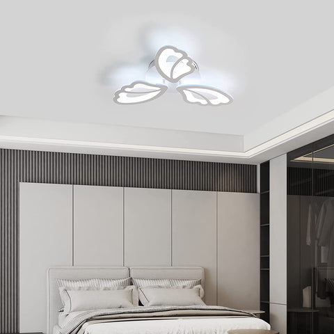 Plafonnier LED 42W 3480 Lumen, Lampe de Plafond Moderne Blanc, Luminaire Plafonnier Acrylique 6000K, 3 ailes doivent être assemblées, pour Salons, Chambres