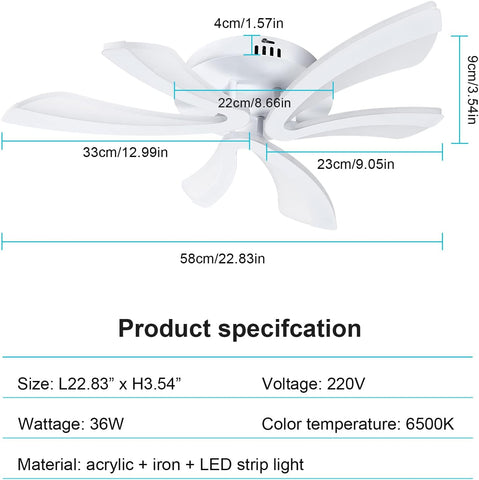 Plafonnier LED Moderne, 36W 4000LM Creative V Design Luminaire Plafonnier, Blanc Lampe de Plafond en Acrylique pour Chambre à Coucher, Salon, Restaurant, Cuisine, 6500K Blanc Froid