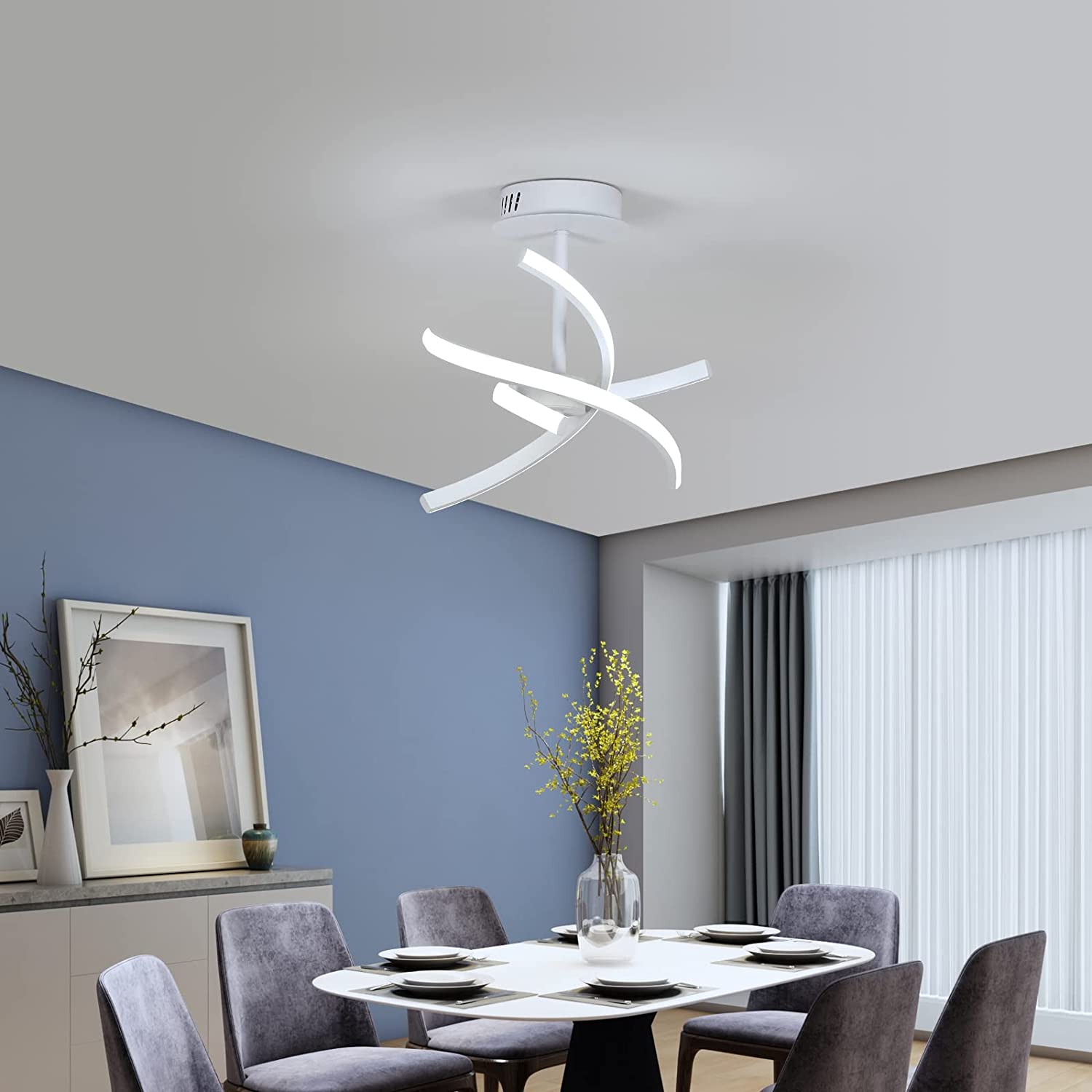 Plafonnier LED, Luminaire de salon à Trois Tubes en Aluminium 26W 2925LM