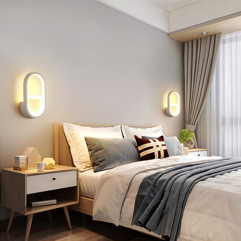 Applique Murale LED Moderne, 3000K, 4000K, 6000K Lampe Murale Réglable 3 Couleurs, Éclairage Mural Interieur Ovale 10W pour Couloir, Chambre, Salon (Commande de Commutateur) Blanc