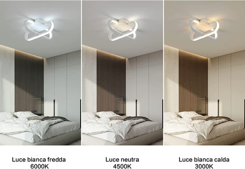 Plafonnier LED Dimmable,18W Personnalité LED Lampe Plafonnier led 3 températures de Couleur Lampe de Plafond 3000K/6000K/4000K, Luminaire Plafonnier LED pour Salon, Chambre, Cuisine, Couloir, Entrées