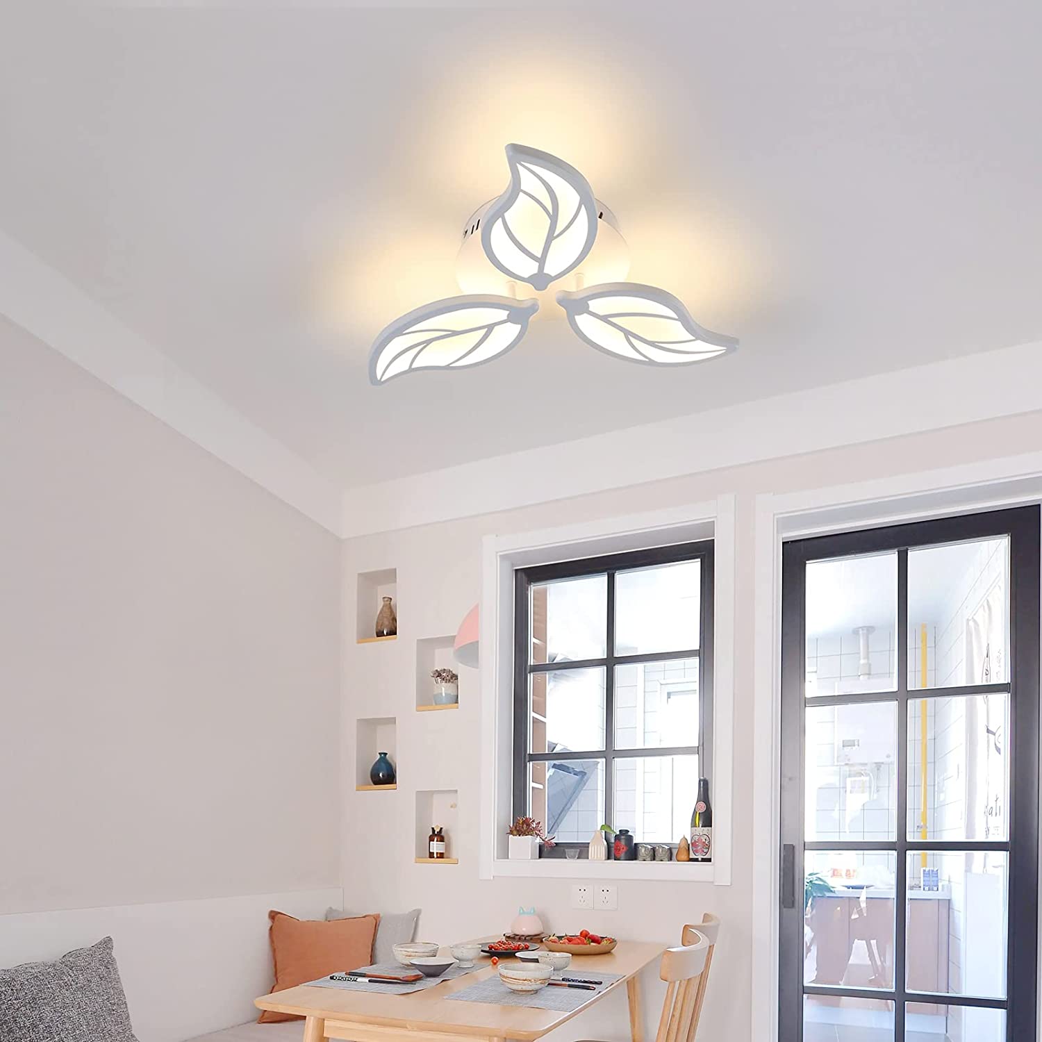 Lustre LED moderne, Plafonniers LED 30W Feuilles acryliques