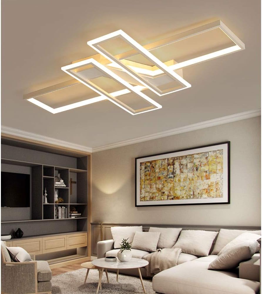 Plafonnier Led Dimmable Moderne Rectangle Lampe de Plafond Dimmable 3000K-6000K