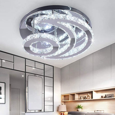 LED Plafonnier en Cristal Moderne Rond Lampe de Plafond Dimmable 3000K/4000K/6000K Pour salon chambre à coucher salle à manger bureau