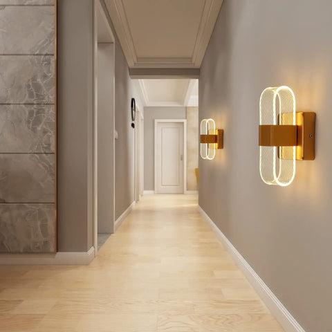 Applique Murale Interieur LED Dimmable 10W, Lampe Murale Moderne Design Acrylique Romantique Créative, 3000K-6000K Lumière Lampe de Chevet pour Chambre à Coucher, Salon, Couloir (Or)