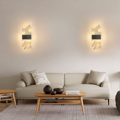 2 Pcs Applique Intérieure12W, 3000K Lumière Blanche Chaude Applique Led Intérieur Plume Acrylique, Eclairage mural moderne Ledpour chambre, salon, couloir, cage d'escalier (Argent)