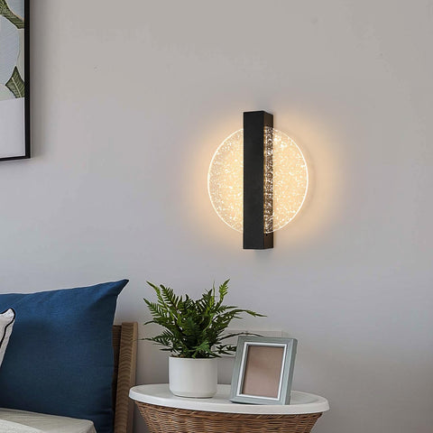 Applique Murale LED Dimmable Moderne Rond Lampe murale 3000K/4000K/6000K Pour chambre à coucher, salon, couloir, entrée Noir