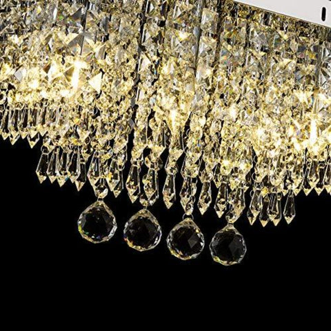 Plafonnier en Cristal, Lumières de Lustre en Cristal, 5 lumières Plafonnier Chrome De Rectangle pour Lustre, Salle à manger, Chambre à Coucher, Salon, Bureau Taille: L45cm W25cm H28cm