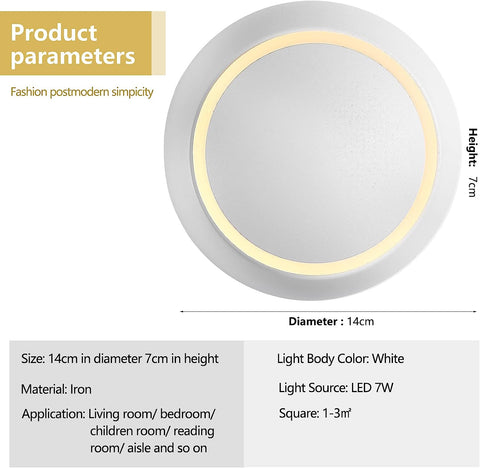Moderne Applique Murale LED 2 Ronds Lampe murale Blanc Chaud 3000K Pour chambre à coucher, salon, couloir, entrée Blanc