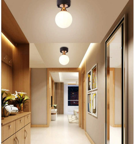 LED Lampe de plafond, Lampe de boule en verre, Plafonnier pour Chambre à coucher, Couloir, Salon, etc