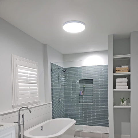 Plafonnier LED Rond 32W, Lampe de Plafond Imperméable IP54, 6500K Blanc Froid, Luminaire Moderne pour Salle de Bain, Chambre, Cuisine, Salon, Balcon, Diamètre 25cm