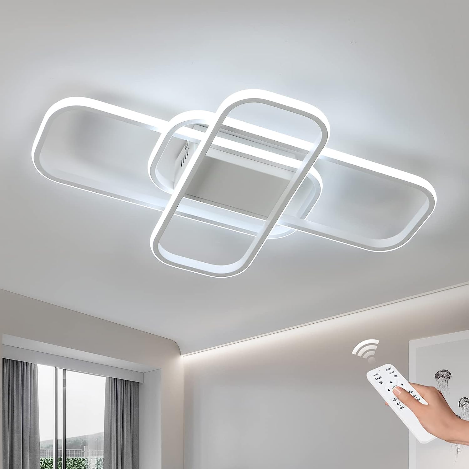 Plafonnier Led Moderne, 44W Lampe de Plafond avec Télécommande