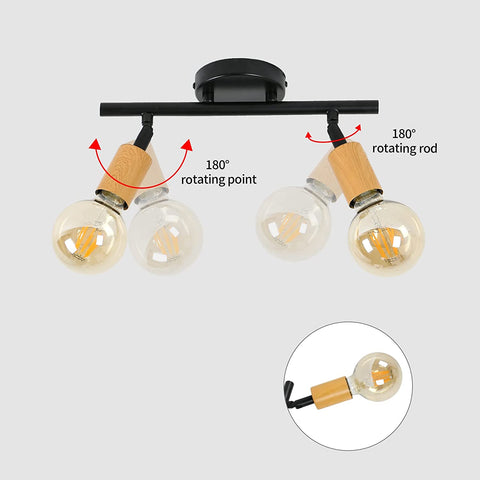 Spot de plafond, Plafonnier Spots Réglable Noir, Plafonnier LED Industriel Réglable à 2 Voies pour Escaliers de Couloir de Bureau