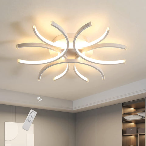LED Plafonnier , 72W 6400LM Dimmable Télécommande Plafonniers, Pétales Courbes Modernes