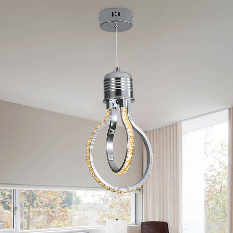 Lustre Moderne,Plafonnier Cristal LED 21w 3000k,Suspension Luminaire en Aluminium pour Chambre Cuisine Salle à Manger Bar Comptoir Couloir Hall d'Exposition,Réglable en Hauteur