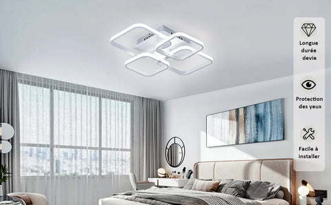 Plafonnier LED, Lampe de Plafond de Salon Moderne, Tricolore-Lumière  3000K, Luminaire Plafonnie Blanc Carré Simple pour Salle de Bureau de Chambre À Coucher, 58X46CM