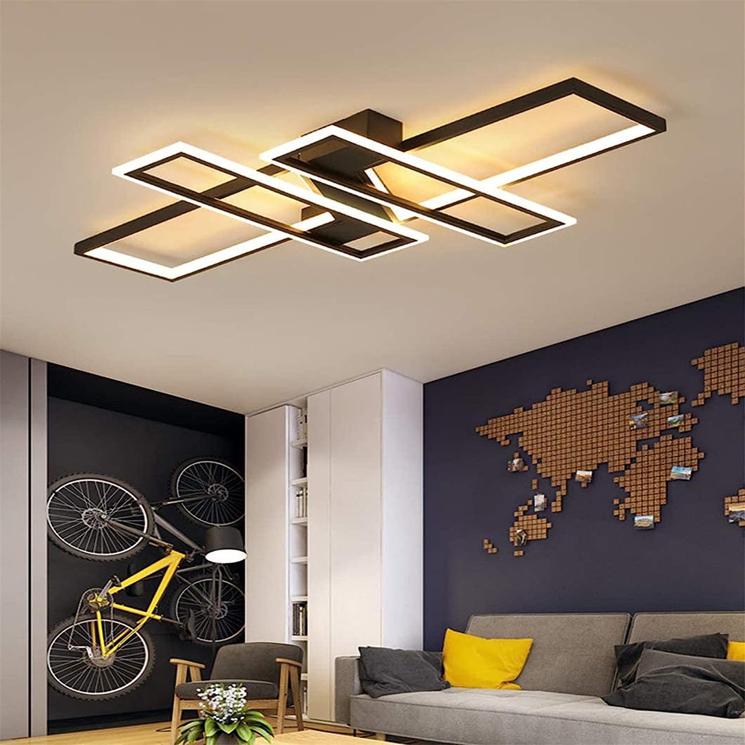 Plafonnier Led Dimmable Moderne Rectangle Lampe de Plafond 3000K-6000K