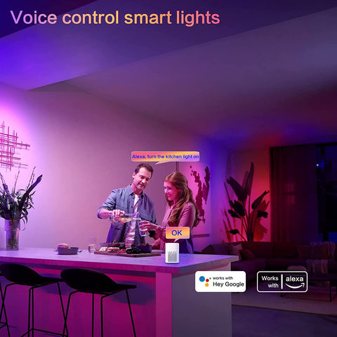 Ruban LED 5M WiFi, Smart Bande Lumineuse LED RGB 5050 12V Compatible avec Alexa et Google Home, Éclairage Multicolore avec App Contrôle et Télécommande Musique Sync, pour Chambre Fête Bar
