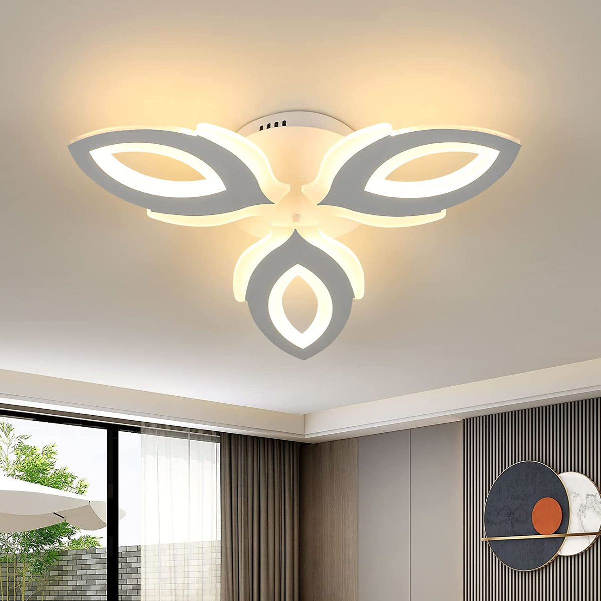 Plafonnier LED, 45W 3600LM Luminaire Plafonnier, Lampe de Plafond Moderne de Pétale LED 3 lumières pour Salon, Chambre, Restaurant, Chambre des D'enfants, Couloir