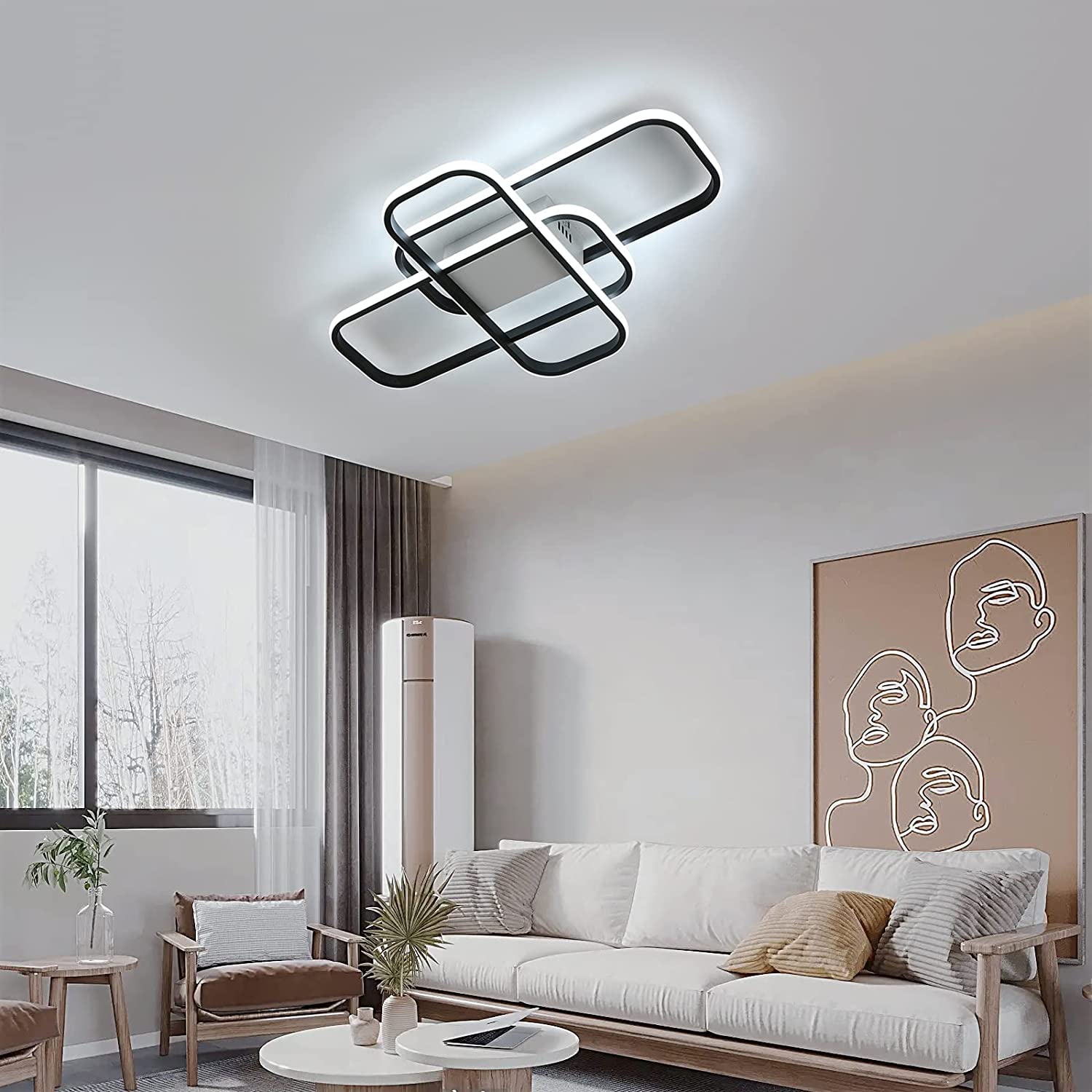 Plafonnier Led Moderne, 44W Lampe de Plafond avec Télécommande