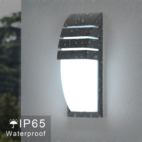 Applique Murale Interieur/Exterieur, Noir 12W 6000K Blanc Froid Appliques Murales LED, IP65 Imperméable Lampe Murale Exterieur pour Cour, Jardin, Terrasse, Proche, Patio